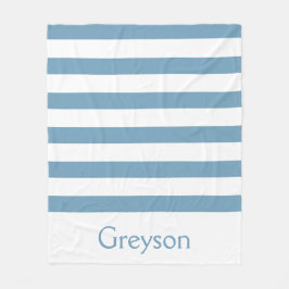 カロライナパーソナライズな青および白のストライプ フリースブランケット