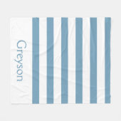 カロライナパーソナライズな青および白のストライプ フリースブランケット (正面(横))