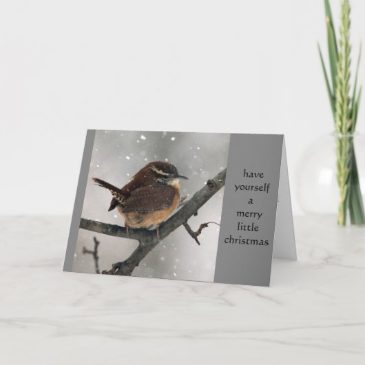 カロライナミソサザイのクリスマスカード シーズンカード (正面)