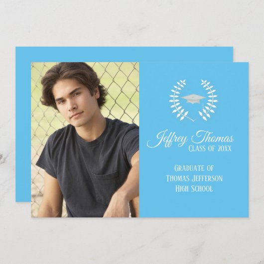 カロライナ青キャップ葉と招待状5" x 7" 招待状 (正面/裏面)