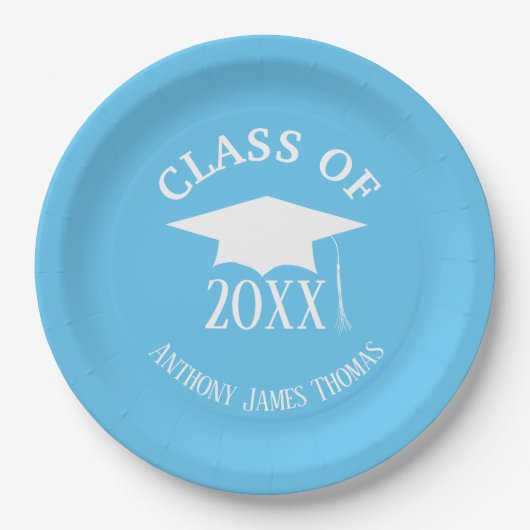 カロライナ青グラッドキャップと葉紙プレート9" ペーパープレート (正面)