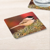 カロライナ《鳥》アメリカゴガラインブルーアトラスシダー スクエアペーパーコースター (アングル)