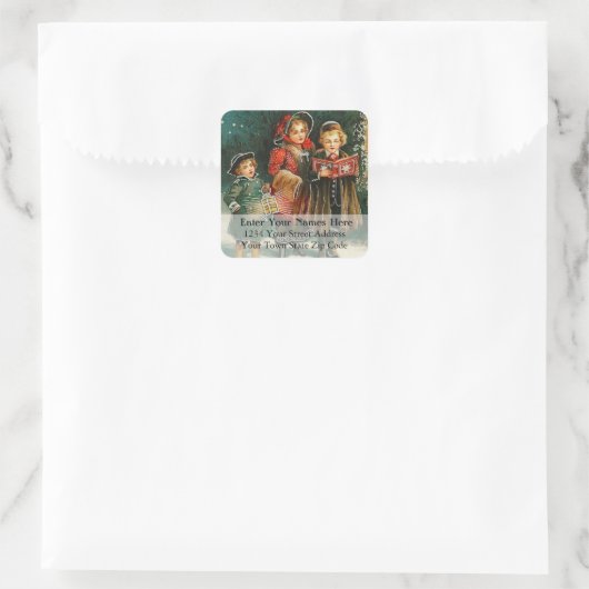 カロラーズシンギングヴィンテージクリスマス住所 シール (バッグ)