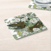 カロリナピジョンオードボンモーニング鳩 スクエアペーパーコースター (アングル)