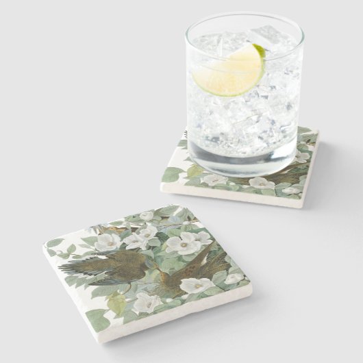 カロリナピジョンオードボンモーニング鳩 ストーンコースター (横)