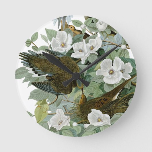 カロリナピジョンオードボンモーニング鳩 ラウンド壁時計 (正面)