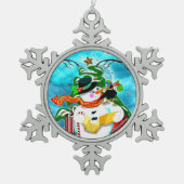 カロリング雪だるま スノーフレークピューターオーナメント (正面)