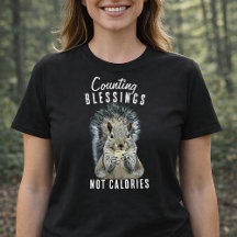 カロリーではなく祝福に感謝するリス クリスチャンTシャツ