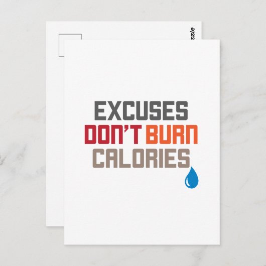 カロリーを消費しない言い訳やる気を起こさせる ポストカード (正面/裏面)