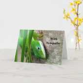 カロリーナアノールグリーンリザードフォト悔やみや弔慰 カード (黄色い花)