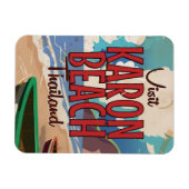 カロンビーチタイランドヴィンテージ旅行ポスター マグネット (横)