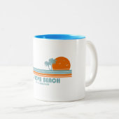 カロヴァビーチノースカロライナのサンパームツリーズ ツートーンマグカップ (正面右)