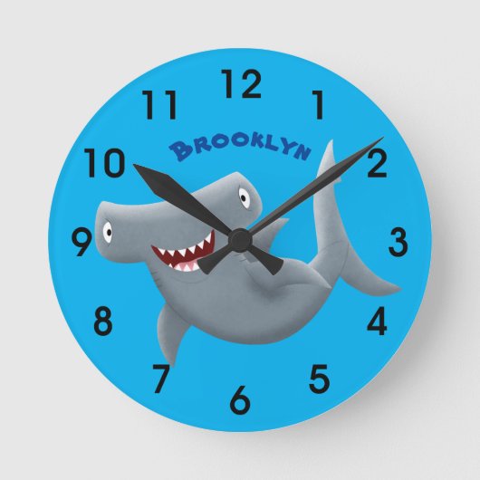 カワイおもしろいザメ漫画 ラウンド壁時計 (正面)