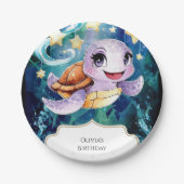 カワイアアンダーザシーキッズタートル誕生日 ペーパープレート (正面)
