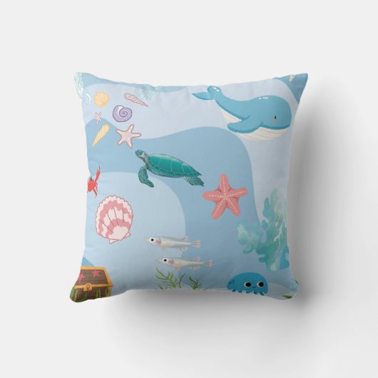 カワイアアンダーザシーフレンズ – アンダーウォーターテーマ クッション (裏面)