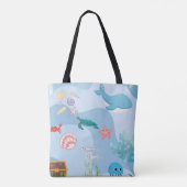 カワイアアンダーザシーフレンズ – 水中テーマ トートバッグ (裏面)