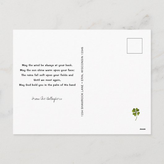 カワイアイリッシュ格言カスタムハッピーセントパトリックの日 シーズンポストカード (裏面)