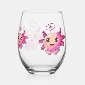カワイアクソロトル漫画イン漫画スタイル ステムなしワイングラス (裏面)