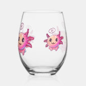 カワイアクソロトル漫画イン漫画スタイル ステムなしワイングラス (左)