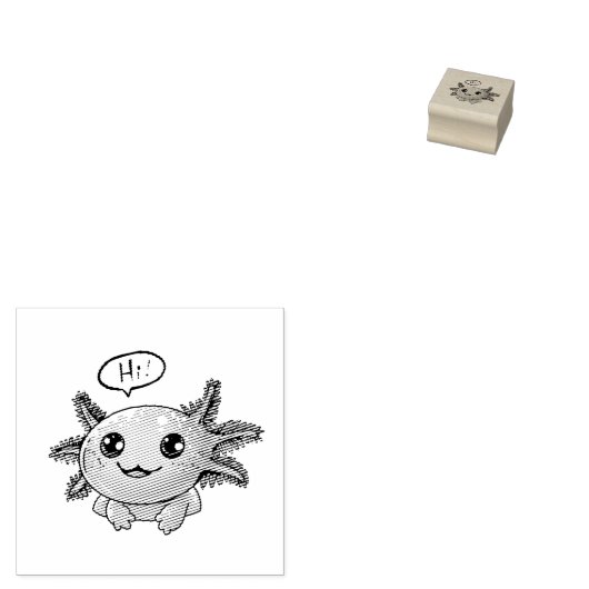 カワイアクソロトル漫画イン漫画スタイル ラバースタンプ (押印)