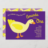 カワイアダックキッズ1st誕生日パーティの招待状 招待状 (正面/裏面)