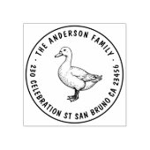 カワイアダックファミリーネームラウンド差出人住所 ラバースタンプ (インプリント)