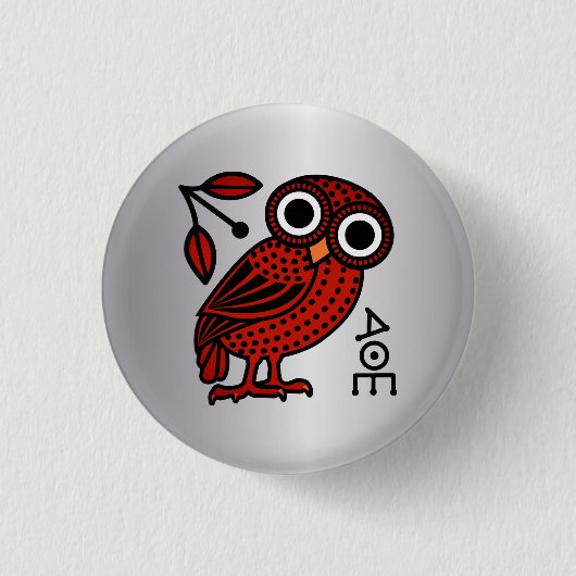 カワイアテナフクロウTetradrachmコイン古代ギリシャ語 缶バッジ (正面)