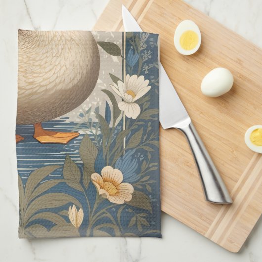 カワイアヒルヴィンテージフローラインスパイア自然 キッチンタオル (四つ折り)