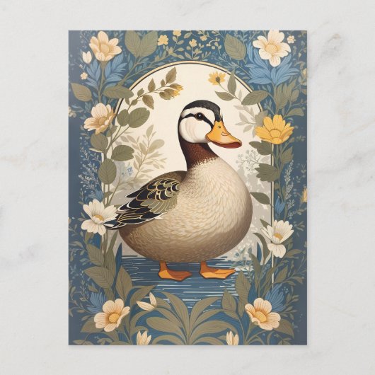 カワイアヒルヴィンテージフローラインスパイア自然 ポストカード (正面)