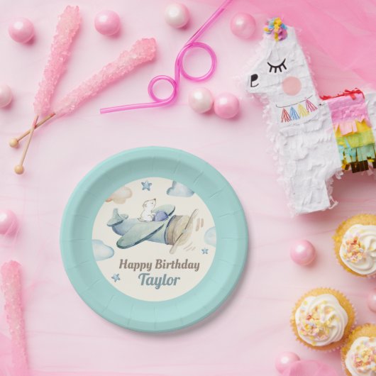 カワイアビエーションテーマ幼児ボーイズバースデーパーティー ペーパープレート (パーティー)