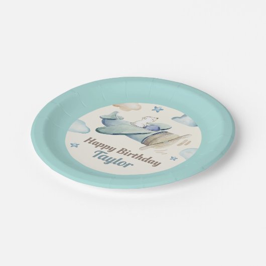 カワイアビエーションテーマ幼児ボーイズバースデーパーティー ペーパープレート (アングル)