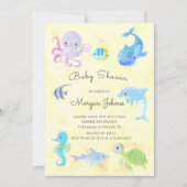 カワイアンザシーウォーター色ベビーシャワー招待状 (正面)