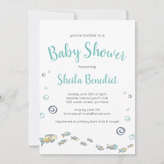 カワイアンザシーフィッシュベビーシャワー招待状 招待状 (正面)