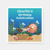 カワイアンザシーマンガ海動物誕生日 スタンダードカクテルナプキン (正面)