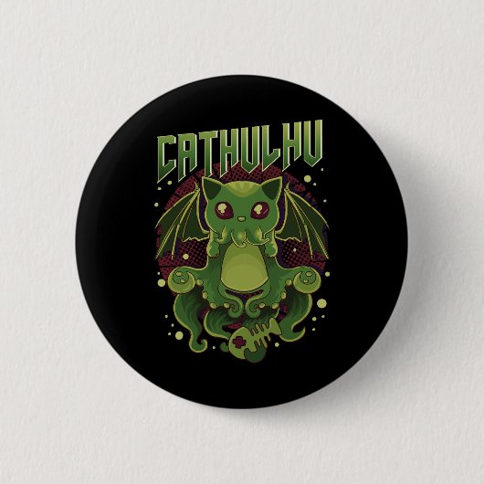 カワイアンドカチュルおもしろいフかわいいネコCthulhu 缶バッジ (正面)
