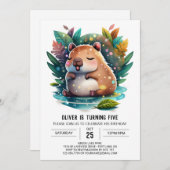 カワイアンドキャピよくはしゃぐバラ誕生日 招待状 (正面/裏面)