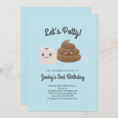 カワイイうんち＆トイレットペーパー（ＴＰ）パーソナライズパーティー 招待状 (正面/裏面)