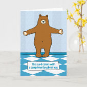 カワイイおもしろいアンドベアハグ記念日 カード (黄色い花)