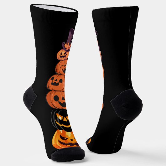 カワイイおもしろいカボチャハローウィンパーティ ソックス (傾斜あり)