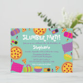 カワイイおもしろいガールの誕生日スランバーパーティの招待状 招待状 (スタンド正面)