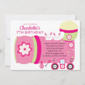 カワイイお泊まりの誕生日パーティーの招待 招待状 (正面)