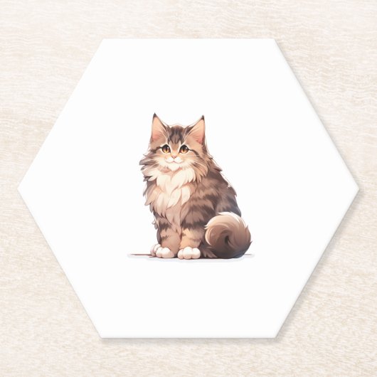 カワイイかわいいメーンクーン大きな猫 ペーパーコースター (正面)