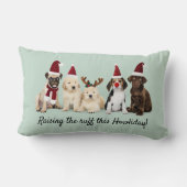 カワイイなクリスマスの子犬がササササを上げる ランバークッション (裏面)