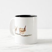 カワイイの鳥子供部屋水色 ツートーンマグカップ (正面左)