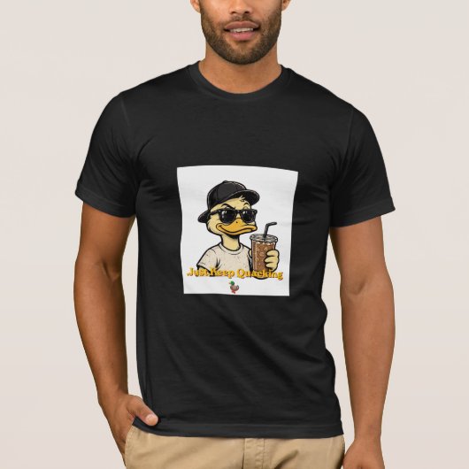 カワイイアヒルがアイスコーヒーでクワック T- Tシャツ (正面)