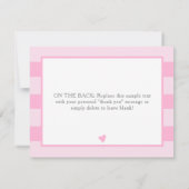 カワイイオベビーハートガールベビーシャワーありがとう サンキューカード (裏面)