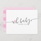 カワイイオベビーハートガールベビーシャワーありがとう サンキューカード (正面/裏面)