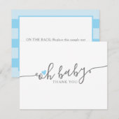 カワイイオベビーハートボーイシャワーありがとう サンキューカード (正面/裏面)