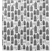 カワイイオランダハウスアムステルダムバイクチューリップ シャワーカーテン (正面)