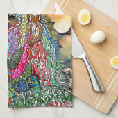 カワイイカラフルリーのセッターキッチンタオル キッチンタオル (四つ折り)